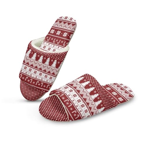 NETILGEN Frohe Weihnachten Frauen bequeme warme offene Zehe Haus Pantoffeln für Indoor Outdoor von NETILGEN