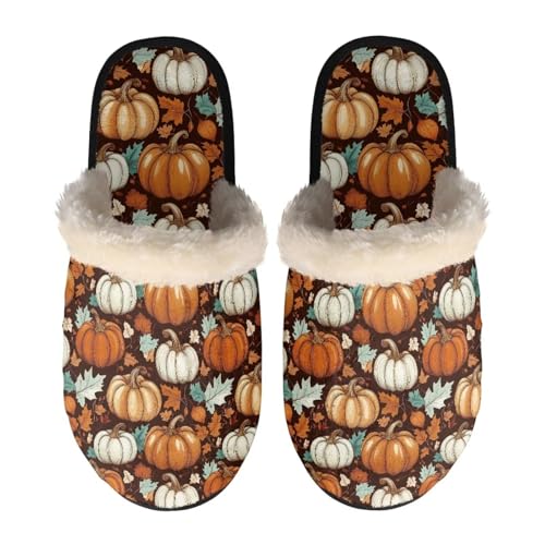 NETILGEN Fuzzy Slippers for Women Men Unisex Thanksgiving Pumpkins Warm Fluffy Plush House Slippers Lightweight Non Slip Home Shoes Bedroom Flats NETILGEN Fuzzy Slippers for Women Men Unisex Thanksgiving Pumpkins Warm Fluffy Plush House Slippers Lightweight Non Slip Home Shoes Bedroom Flats von NETILGEN