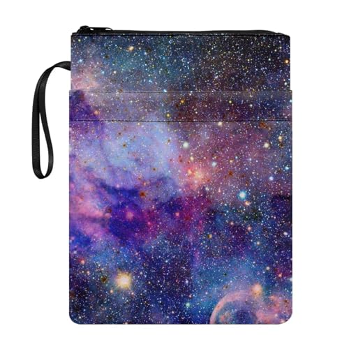 NETILGEN Galaxy Star Book Sleeve for Book Lovers Book Sleeve with Zipper Book Protector Paperback Book Cover Stationery Storage Bag for Kids Teens von NETILGEN