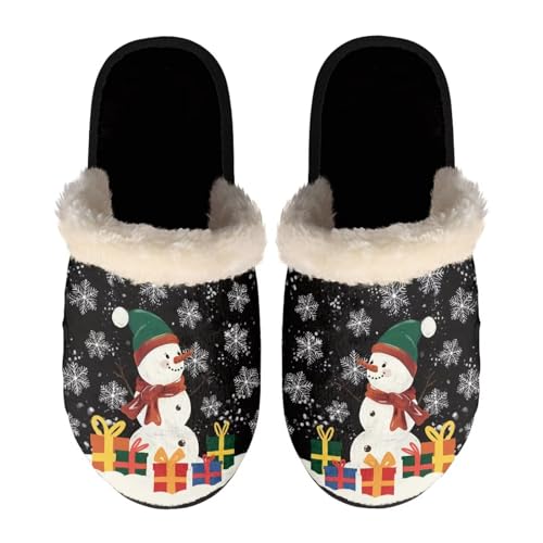 NETILGEN Gemütliche Memory-Schaum-Hausschuhe mit Schneemann-Geschenkmuster, warme Hausschuhe zum Hineinschlüpfen für Damen und Herren, Unisex, flache zum Hineinschlüpfen NETILGEN Gemütliche Memory-Schaum-Hausschuhe mit Schneemann-Geschenkmuster, warme Hausschuhe zum Hineinschlüpfen für Damen und Herren, Unisex, flache zum Hineinschlüpfen von NETILGEN