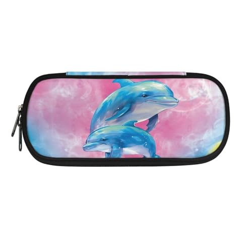 NETILGEN Große Kapazität Bleistift Stift Fall Für Kind Mädchen Schule Schreibwaren Lagerung Stift Beutel Halter Box Veranstalter, Schöne Delfine, Schultasche von NETILGEN