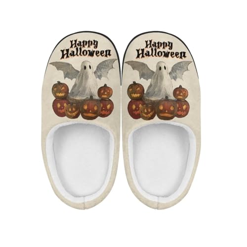NETILGEN Halloween-Geister-Hausschuhe für Kinder, Mädchen und Jungen, Memory-Schaum, rutschfeste Hausschuhe, bequeme Fußgewölbeunterstützung, warme Winterschuhe NETILGEN Halloween-Geister-Hausschuhe für Kinder, Mädchen und Jungen, Memory-Schaum, rutschfeste Hausschuhe, bequeme Fußgewölbeunterstützung, warme Winterschuhe von NETILGEN
