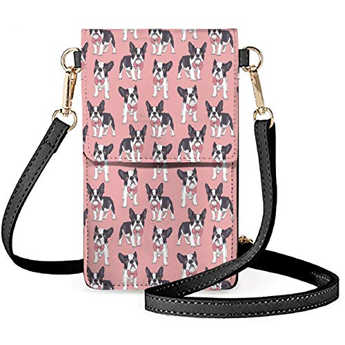 NETILGEN Handytasche für Damen und Mädchen, Touch-Handytasche, Umhängetasche, Kartenhalter, Geldbörse, Rosa Hunde von NETILGEN