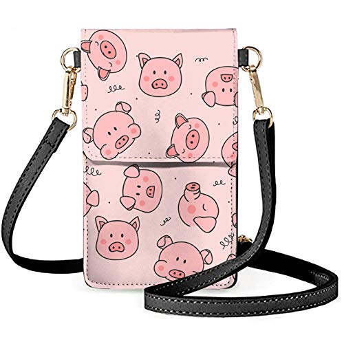 NETILGEN Niedliches rosa Schwein, wasserdichte Handytasche für Mädchen und Frauen, PU-Leder, Umhängetasche, kleine Kuriertasche, leichte Geldbörse, rose von NETILGEN