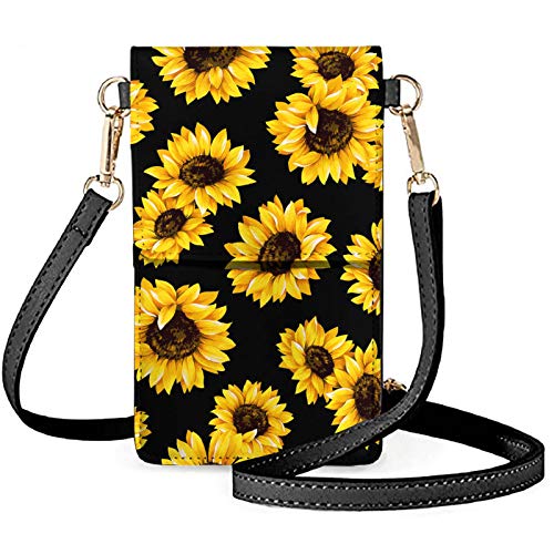 NETILGEN Handytasche für Damen und Mädchen, Touch-Handytasche, Umhängetasche, Kartenhalter, Geldbörse, sonnenblume von NETILGEN