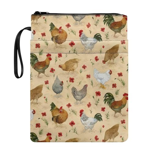 NETILGEN Huhn Gelbe Buchhülle für Buchliebhaber Buchhülle mit Reißverschluss Buchschutz Taschenbuch Buchhülle Schreibwaren Aufbewahrungstasche für Kinder Teenager von NETILGEN