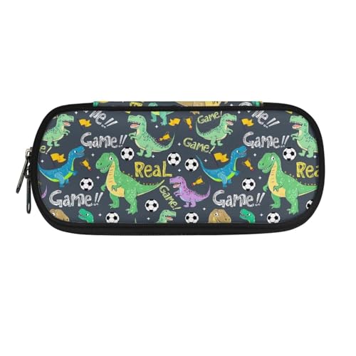 NETILGEN Kid Jungen Schule Bleistift Fall Briefpapier Veranstalter Stift Halter Beutel Bleistift Box, Dinosaurier Fußball, Schultasche von NETILGEN