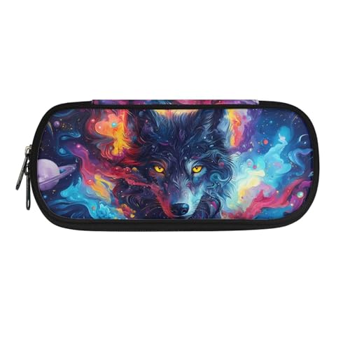 NETILGEN Kid Jungen Schule Bleistift Fall Briefpapier Veranstalter Stift Halter Beutel Bleistift Box, Graffiti Wolf, Schultasche von NETILGEN