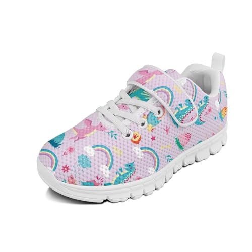 NETILGEN Komfortable Lauf- und Wanderschuhe mit Regenbogen-Dinosaurier für Kindergartenkinder, Mesh-Sportschuhe für den Sommer, Barfußschuhe NETILGEN Komfortable Lauf- und Wanderschuhe mit Regenbogen-Dinosaurier für Kindergartenkinder, Mesh-Sportschuhe für den Sommer, Barfußschuhe von NETILGEN