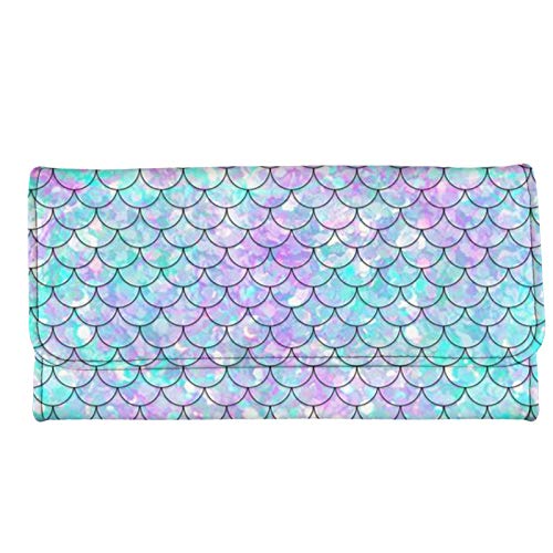 NETILGEN Lange Geldbörse für Damen, Mädchen, Herren, strapazierfähiges UP-Ledergeldbörse, Damen-Geldbörse, Clutch-Geldbörse, Fischschuppe, Violett von NETILGEN