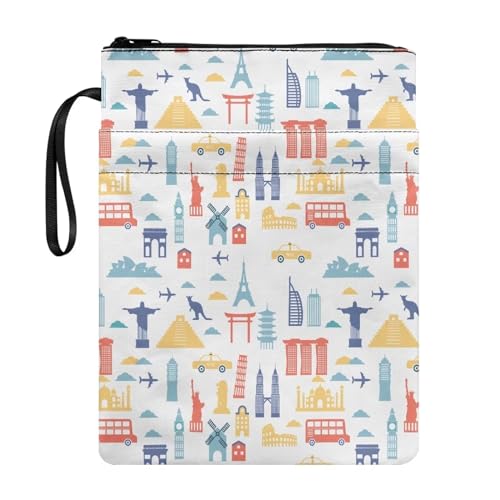 NETILGEN Reisebuchtasche mit Reißverschluss für Frauen Männer Kinder Waschbare Buchcover für Buchliebhaber Hardcover Notizbuch von NETILGEN