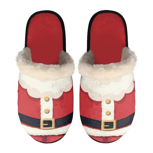 NETILGEN Rote Flauschige Hausschuhe mit Weihnachtsmannmotiv für Damen und Herren, Memory Foam, Hausschuhe mit rutschfester Sohle, Schlafzimmerschuhe NETILGEN Rote Flauschige Hausschuhe mit Weihnachtsmannmotiv für Damen und Herren, Memory Foam, Hausschuhe mit rutschfester Sohle, Schlafzimmerschuhe von NETILGEN