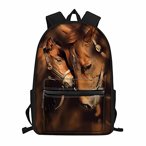 NETILGEN Rucksack für Kinder, Jungen, Mädchen, Schulbuchtasche, Teenager, personalisierbar, Rucksack zum Schulanfang, Pferdefamilie, Einheitsgröße von NETILGEN