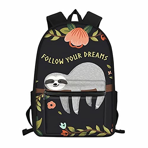 NETILGEN Rucksack für Kinder, Jungen, Mädchen, Schulbuchtasche, Teenager, personalisierbar, Rucksack zum Schulanfang, Folgen Sie Ihren Träumen Faultier, Einheitsgröße von NETILGEN