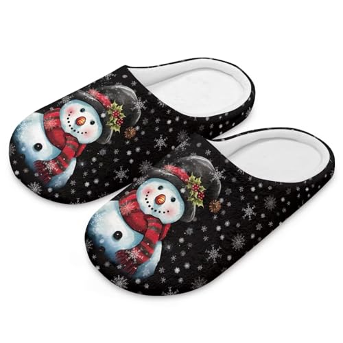 NETILGEN Schlafzimmer Pantoffeln für Weihnachten Schneemann Fuzzy Winter Urlaub Pantoffeln für Frauen Männer von NETILGEN