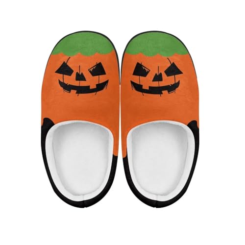 NETILGEN Schlupfschuhe für Mädchen, Teufels-Kürbis, rutschfest, offene Ferse, flauschige Winter-Hausschuhe NETILGEN Schlupfschuhe für Mädchen, Teufels-Kürbis, rutschfest, offene Ferse, flauschige Winter-Hausschuhe von NETILGEN