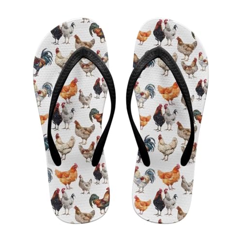 NETILGEN Schmale Strand-Flip-Flops für Damen mit rutschfester EVA-Sohle, Duschschuhe, süße Hühner-Zehentrenner, Hausschuhe, Slide-Sandalen NETILGEN Schmale Strand-Flip-Flops für Damen mit rutschfester EVA-Sohle, Duschschuhe, süße Hühner-Zehentrenner, Hausschuhe, Slide-Sandalen von NETILGEN