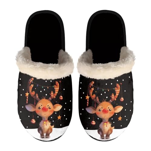 NETILGEN Schneeflocken-Rentier-Hausschuhe, flauschige Hausschuhe für Damen und Herren, warme Winterschuhe aus Baumwolle, Schneemann-Schneeflocken, Unisex, Weihnachts NETILGEN Schneeflocken-Rentier-Hausschuhe, flauschige Hausschuhe für Damen und Herren, warme Winterschuhe aus Baumwolle, Schneemann-Schneeflocken, Unisex, Weihnachts von NETILGEN