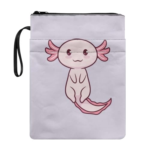 NETILGEN Schöne Axolotl Buchhülle für Buchliebhaber, Buchschutz für Taschenbuch, Geldbörse, Buch, Sox, Aufbewahrungstasche für Damen, Herren, Kinder von NETILGEN