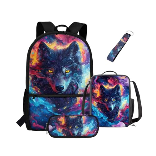 NETILGEN Schulranzen-Set für Kleinkinder, Jungen, Kinder, Rucksack, Teenager, Büchertasche mit Lunchbox, Federmäppchen, Schlüsselanhänger, lässiger Rucksack, Tagesrucksack, Grundtasche, Mitteltasche NETILGEN Schulranzen-Set für Kleinkinder, Jungen, Kinder, Rucksack, Teenager, Büchertasche mit Lunchbox, Federmäppchen, Schlüsselanhänger, lässiger Rucksack, Tagesrucksack, Grundtasche, Mitteltasche von NETILGEN