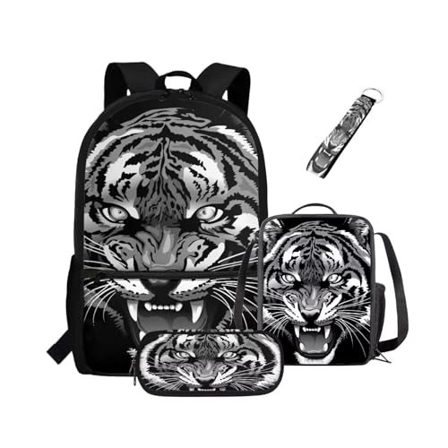 NETILGEN Schulranzen-Set für Kleinkinder, Jungen, Kinder, Rucksack, Teenager, Büchertasche mit Lunchbox, Federmäppchen, Schlüsselanhänger, lässiger Rucksack, Tagesrucksack, Grundtasche, Mitteltasche NETILGEN Schulranzen-Set für Kleinkinder, Jungen, Kinder, Rucksack, Teenager, Büchertasche mit Lunchbox, Federmäppchen, Schlüsselanhänger, lässiger Rucksack, Tagesrucksack, Grundtasche, Mitteltasche von NETILGEN