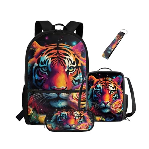 NETILGEN Schulranzen-Set für Kleinkinder, Jungen, Kinder, Rucksack, Teenager, Büchertasche mit Lunchbox, Federmäppchen, Schlüsselanhänger, lässiger Rucksack, Tagesrucksack, Grundtasche, Mitteltasche NETILGEN Schulranzen-Set für Kleinkinder, Jungen, Kinder, Rucksack, Teenager, Büchertasche mit Lunchbox, Federmäppchen, Schlüsselanhänger, lässiger Rucksack, Tagesrucksack, Grundtasche, Mitteltasche von NETILGEN