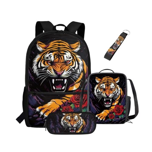 NETILGEN Schulranzen-Set für Kleinkinder, Jungen, Kinder, Rucksack, Teenager, Büchertasche mit Lunchbox, Federmäppchen, Schlüsselanhänger, lässiger Rucksack, Tagesrucksack, Grundtasche, Mitteltasche NETILGEN Schulranzen-Set für Kleinkinder, Jungen, Kinder, Rucksack, Teenager, Büchertasche mit Lunchbox, Federmäppchen, Schlüsselanhänger, lässiger Rucksack, Tagesrucksack, Grundtasche, Mitteltasche von NETILGEN
