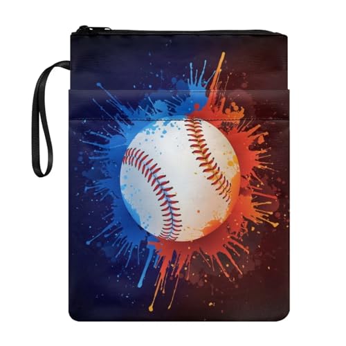 NETILGEN Splash Ink Baseball-Buchhülle für Buchliebhaber, Buchschutz für Taschenbuch, Geldbörse, Buch, Sox, Aufbewahrungstasche für Damen, Herren, Kinder von NETILGEN