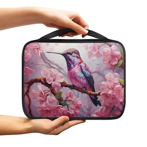 NETILGEN Tragetasche für Kirche, Reißverschluss, Bibelabdeckung, Tragetasche, langlebig, niedlich, Bibelbuchhülle, Reisetasche, Dokumente, Geschenk für Frauen, rosa Kolibri-Blume von NETILGEN