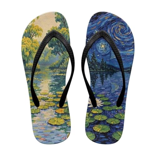 NETILGEN Wasserabweisende Damen-Strandsandalen mit Boho-Lotus-Motiv, Fußgewölbeunterstützung, bequeme, leichte Hausschuhe mit rutschfester EVA-Sohle NETILGEN Wasserabweisende Damen-Strandsandalen mit Boho-Lotus-Motiv, Fußgewölbeunterstützung, bequeme, leichte Hausschuhe mit rutschfester EVA-Sohle von NETILGEN