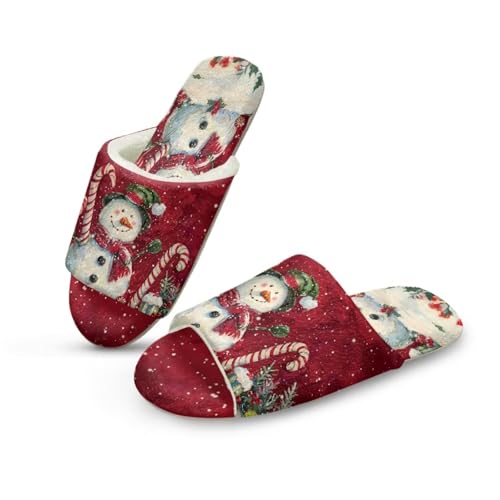 NETILGEN Weihnachten Schneemann Frauen Haus Pantoffeln für Indoor Outdoor Fuzzy Memory Foam Open Toe Flache Pantoffeln von NETILGEN