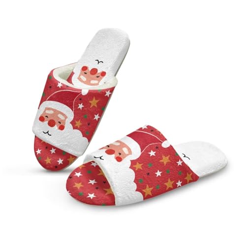 NETILGEN Weihnachten Weihnachtsmann Druck Pantoffeln für Frauen Haus Schlafzimmer Flannel weiche bequeme Flache Pantoffeln von NETILGEN