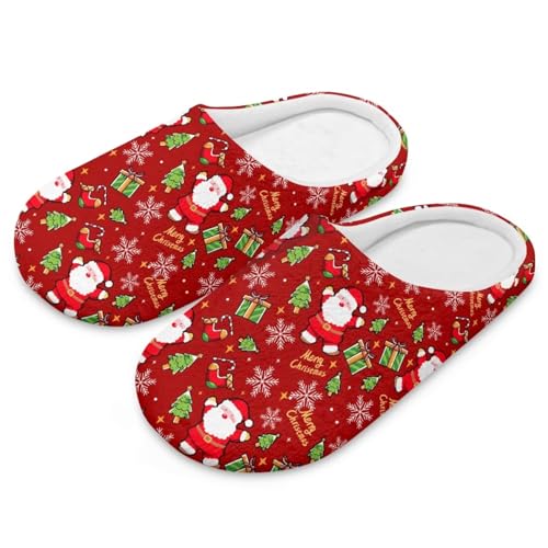 NETILGEN Weihnachtshaus Hausschuhe für Frauen Männer Indoor Outdoor Flannel Slip-on Schuhe von NETILGEN