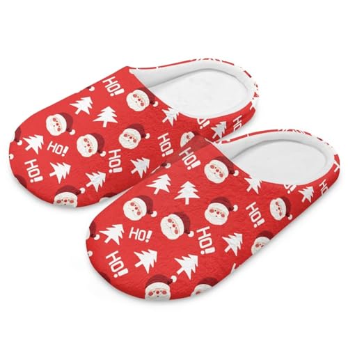 NETILGEN Weihnachtshaus Hausschuhe für Frauen Männer Memory Foam Hausschuhe für Indoor Outdoor Weihnachtsmann Rot von NETILGEN