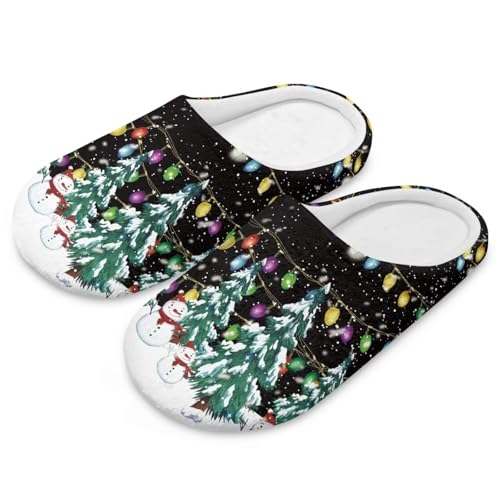 NETILGEN Weihnachtspantoffel für Frauen Männer Winter Haus Pantoffel Komfortable Schlafzimmer Slip-on Schuhe von NETILGEN
