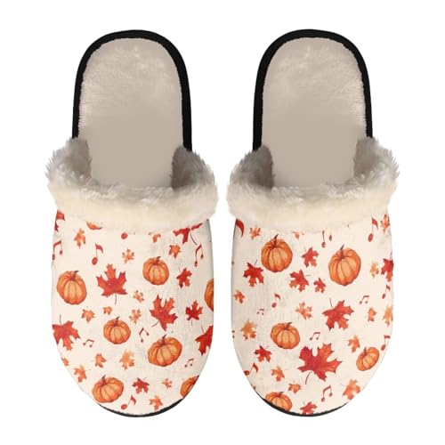 NETILGEN Winter Fluffy Slippers Lightweight Anti-skid Sof Fuzzy House Shoes Pumpkin Maple Leaf Memory Foam Home Casual Flats with Non Slip Sole NETILGEN Winter Fluffy Slippers Lightweight Anti-skid Sof Fuzzy House Shoes Pumpkin Maple Leaf Memory Foam Home Casual Flats with Non Slip Sole von NETILGEN