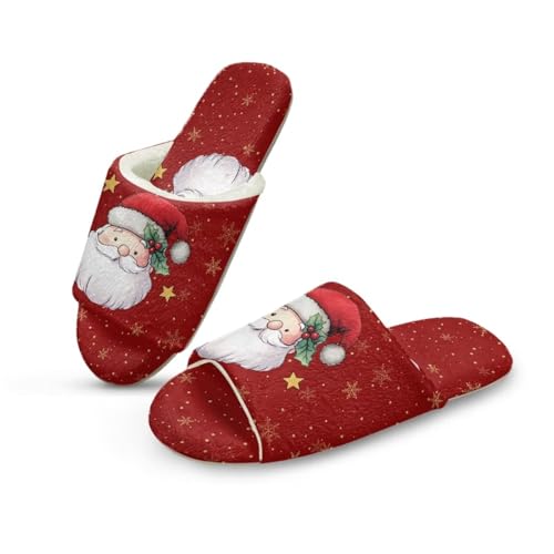 NETILGEN Winter warme Schlafzimmer Hausschuhe für Frauen Haus Hausschuhe für Indoor Outdooror Warme Weihnachten Weihnachtsmann von NETILGEN