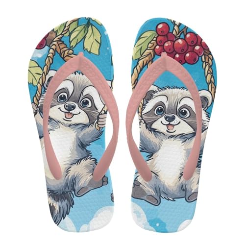 NETILGEN Zehentrenner für Kindergartenkinder mit Koala-Kirsch-Print, flache Strand- und Duschschuhe, leichte, weiche Schuhe von NETILGEN