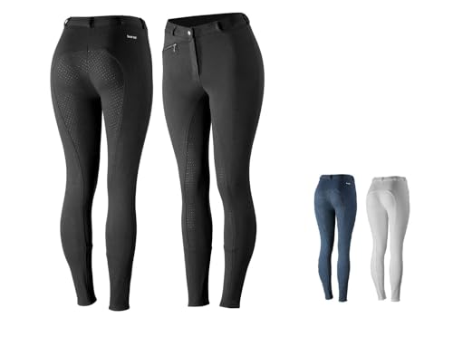 NETPROSHOP Damen Baumwoll Reithose Atmungsaktiv mit Silikon Grip Vollbesatz Gr. 34-46, Damengroesse:36, Farbe:Schwarz von NETPROSHOP