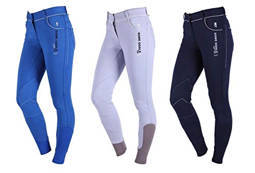 NETPROSHOP Damen Reithose Nina mit Kniebesatz und Kontrastnähten Gr. 36-44, Damengroesse:40, Farbe:Hellgrau von NETPROSHOP