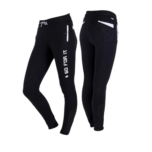 NETPROSHOP Damen Reithose zum Schlüpfen Baumwolle Leggings-Style Tights mit Kniebesatz, Damengroesse:42, Farbe:Schwarz von NETPROSHOP