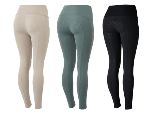 NETPROSHOP Damen Reitleggings Julia Atmungsaktiv mit Silikon Vollbesatz Reithose Gr. 34-44, Damengroesse:40, Farbe:Petrol von NETPROSHOP