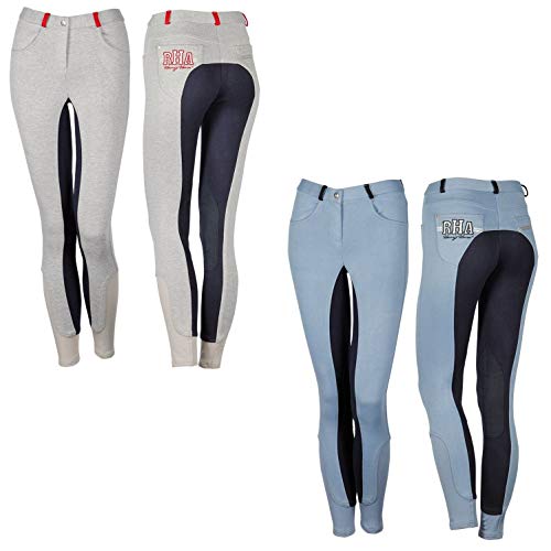 NETPROSHOP Junior und Kinder Reithose Britta Baumwolle mit Kniebesatz Gr. 140-176, Kindergroesse:176, Farbe:Hellgrau von NETPROSHOP