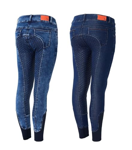 NETPROSHOP Kinder Jeans Reithose Annabel mit Mittelhohem Bund und Silikon Vollbesatz Gr. 130-160, Kindergroesse:160, Farbe:Jeans von NETPROSHOP