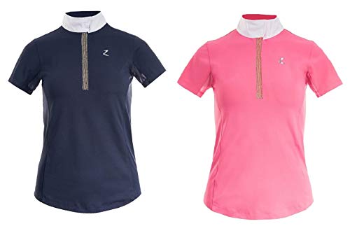 NETPROSHOP Turniershirt Damen Poloshirt Atmungsaktiv mit kurzen Ärmeln und UV-Schutz, Damengroesse:44, Farbe:Dunkelblau von NETPROSHOP
