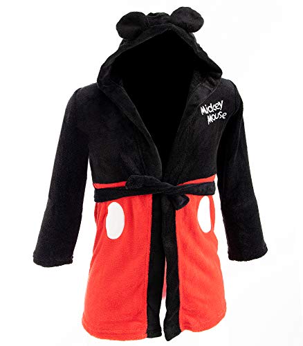 NEU Mickey Maus Jungen Bademantel mit Kapuze (Schwarz, 116-128) von NEU