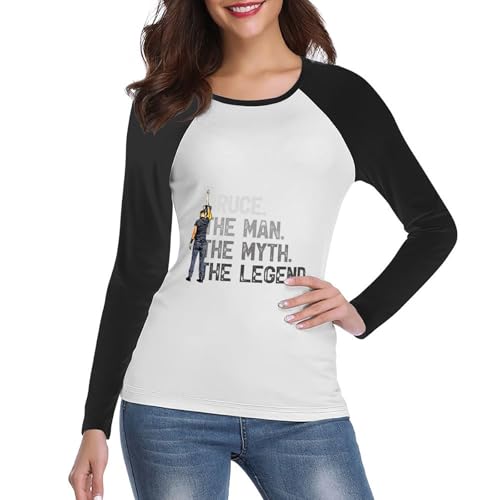 Damen Bruce Cotton Raglan T-Shirts Coole Logo Druck Schwarz Springsteen T Shirts Rundhals Langarm Singer Sommer lässig Tshirts Crew Neck Bluse Tops für Frauen Fans Merch Geschenke von NEUITAE