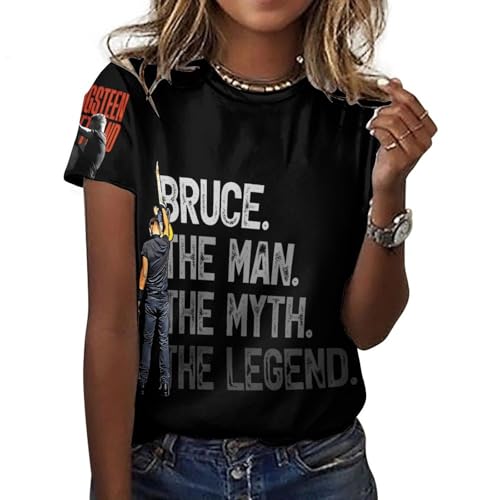 Damen Bruce Cotton T-Shirts Coole Logo Druck Schwarz Springsteen T Shirts Rundhals Kurzarm Singer Sommer lässig Tshirts Crew Neck Bluse Tops für Frauen Fans Merch Geschenke Damen Bruce Cotton T-Shirts Coole Logo Druck Schwarz Springsteen T Shirts Rundhals Kurzarm Singer Sommer lässig Tshirts Crew Neck Bluse Tops für Frauen Fans Merch Geschenke von NEUITAE