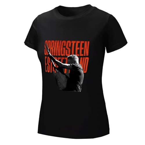 Damen Bruce Cotton T-Shirts Coole Logo Druck Schwarz Springsteen T Shirts Rundhals Kurzarm Singer Sommer lässig Tshirts Crew Neck Bluse Tops für Frauen Fans Merch Geschenke von NEUITAE