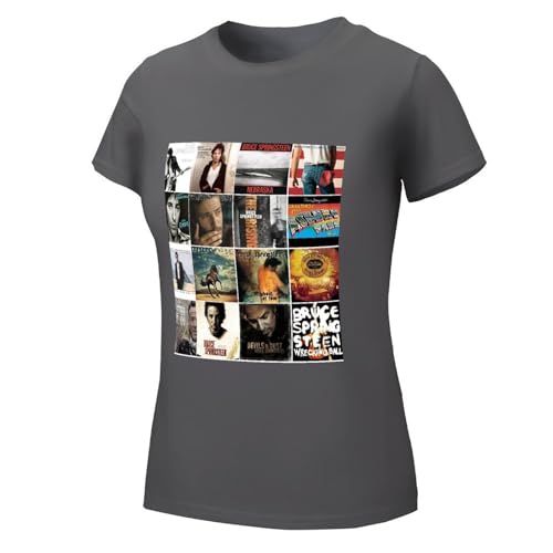 Damen Bruce Cotton T-Shirts Coole Logo Druck Schwarz Springsteen T Shirts Rundhals Kurzarm Singer Sommer lässig Tshirts Crew Neck Bluse Tops für Frauen Fans Merch Geschenke von NEUITAE